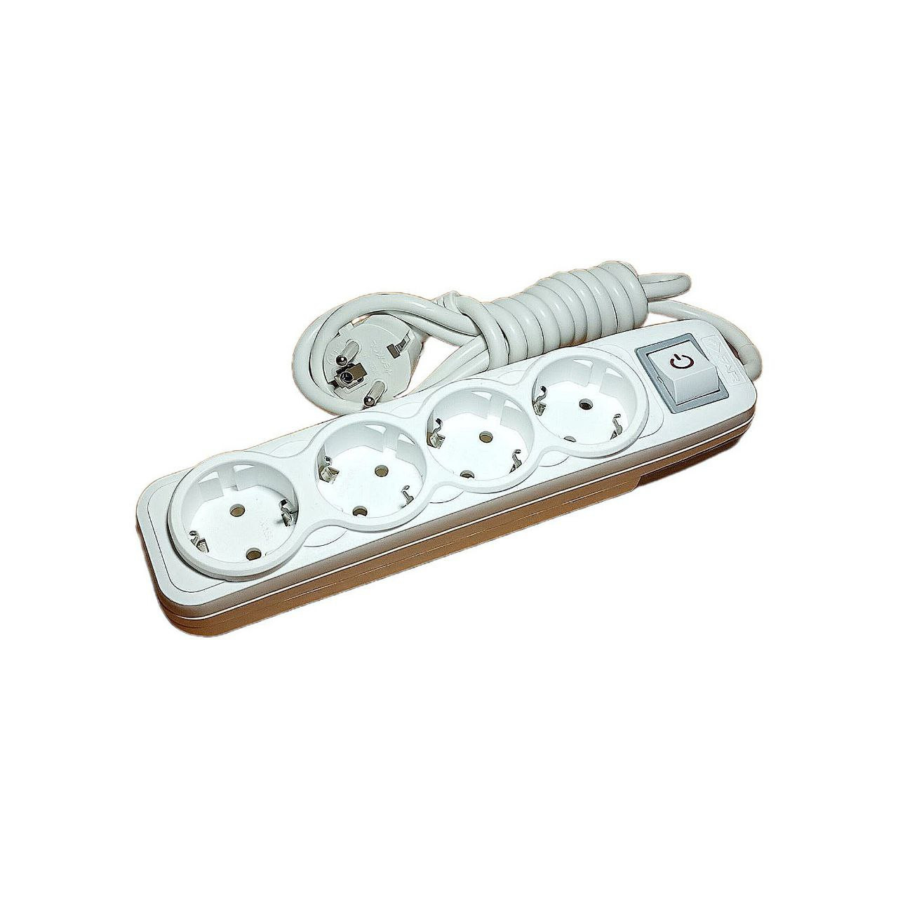 Удлинитель 4 гн с/с + выключатель 2м, SOKOL