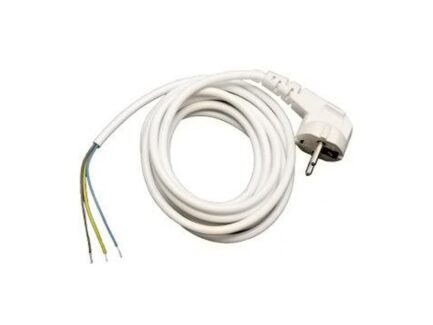 Шнур ПВС 2х1 белый 2м с вилкой, SOKOL