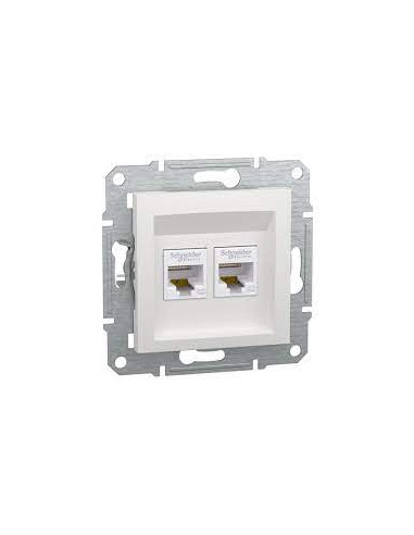 Розетка RJ45 двойная, тип UTP, категория 5E, белый, Asfora, без рамки EPH4470121